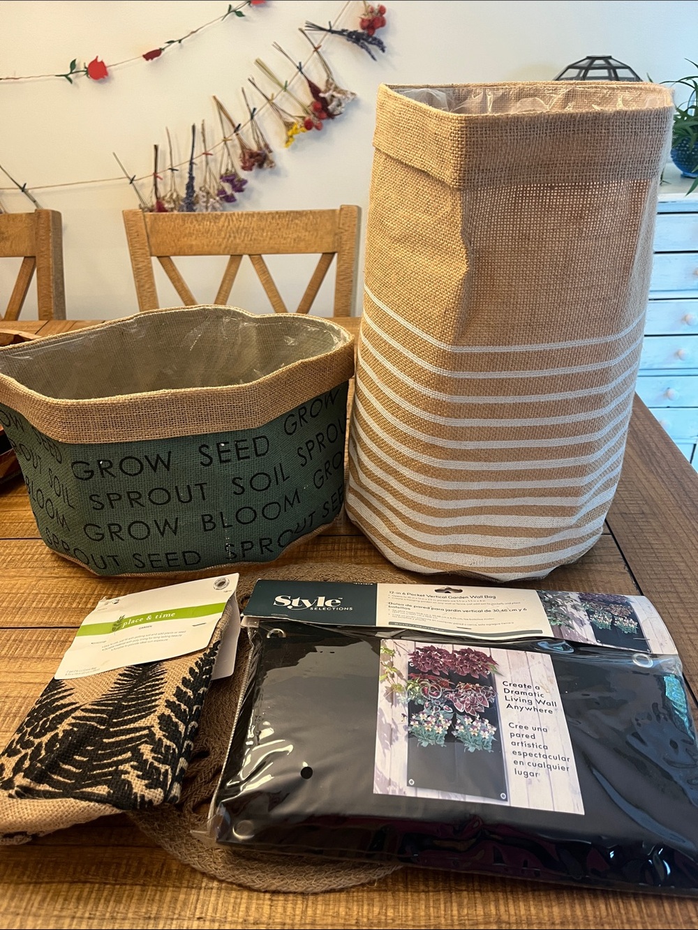 Set of 3 Grow Bags Decorative and Garden Pocket Wall Bag